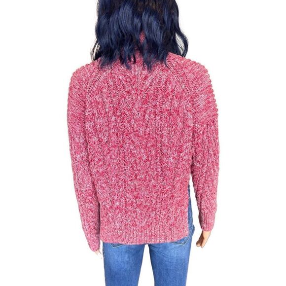 C/MEO Collective Red Up Together Sweater S Chunky Knit Turtleneck Crop Holiday - Picture 5 of 7